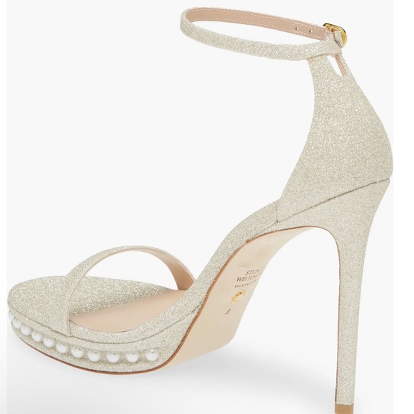 🌹STUART WEITZMAN🌹 Nudistdisco Imitation Pearl Glitter Sandal Size: 7 - Picture 3 of 12
